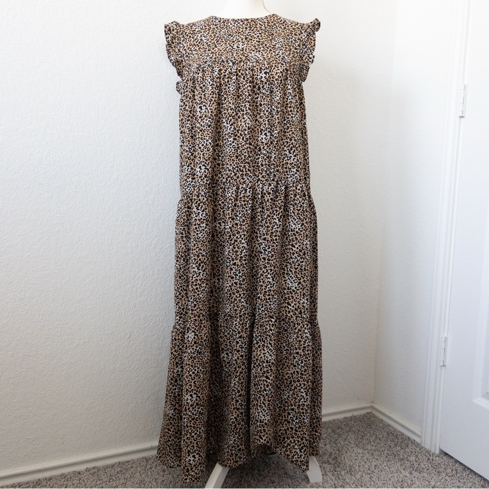 ASOS Design Leopard Print Tiered Maxi Dress Women’s Size 6